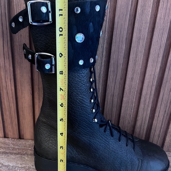 Why Alberto Venturini Motorcycle Boots Calf Military Gothic Belt Punk Boot 40 - Picture 15 of 17